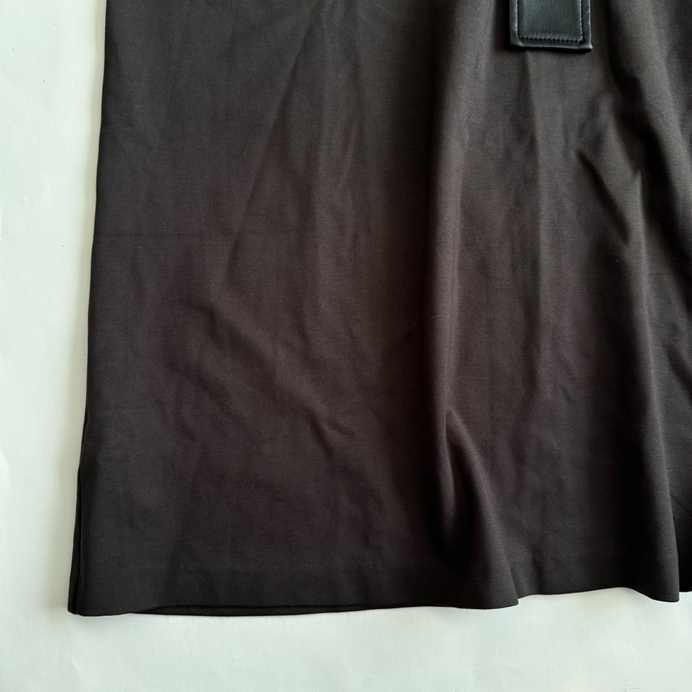 Ann Taylor faux leather belted flare midi dress - Picture 7 of 10